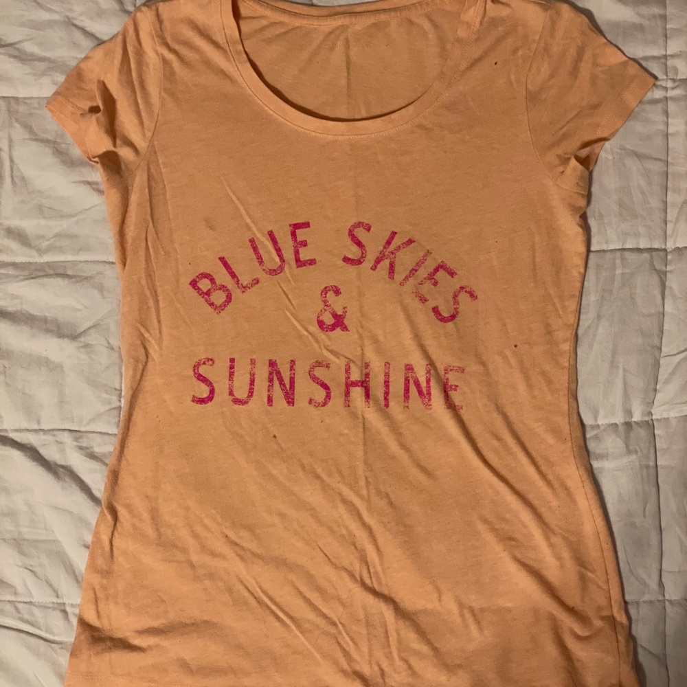 blue skies and sunshine coral shirt
